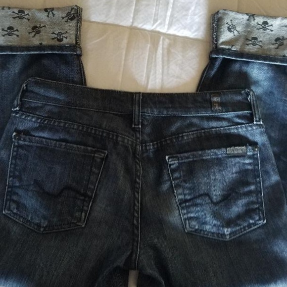 7 FOR ALL MANKIND SKULL DETAIL CROP/CAPRI JEANS 26 - Picture 6 of 8